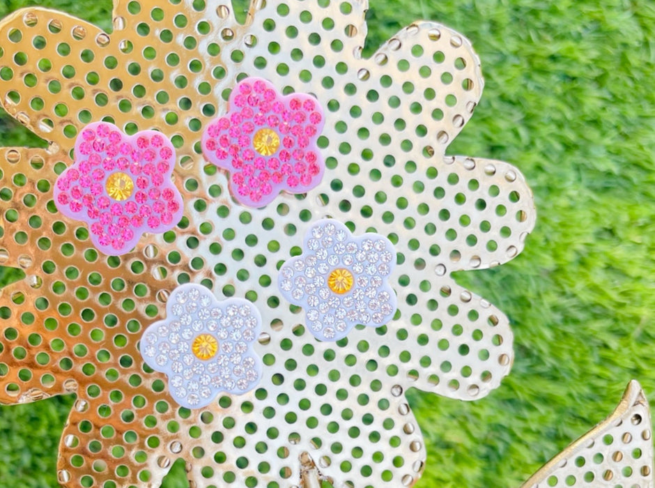 Crystal Daisy Flower Stud Earrings