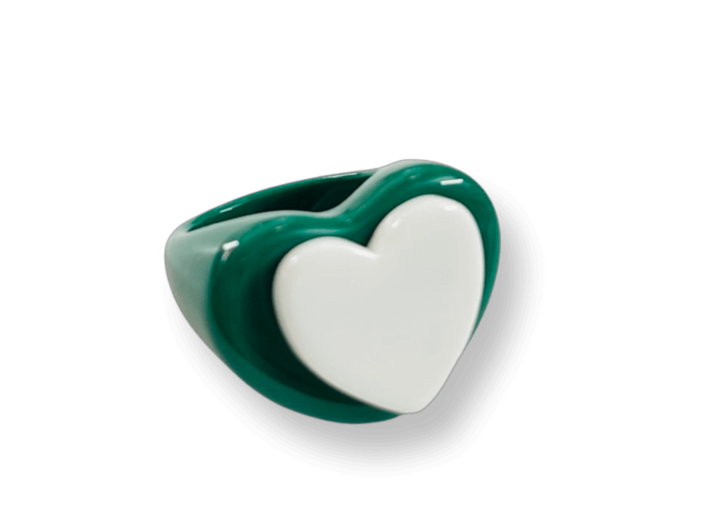 I Heart Emerald Pure White Ring