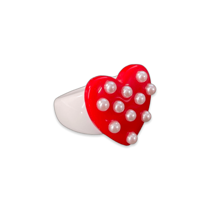 Pearl Polka Dot Heart Classic Ring