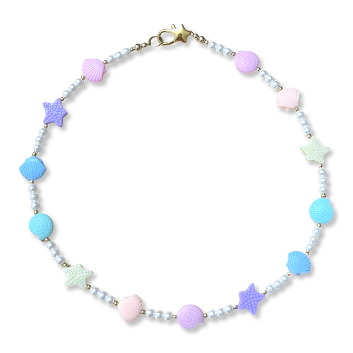 Rainbow Seashell Pearl Beaded Necklace