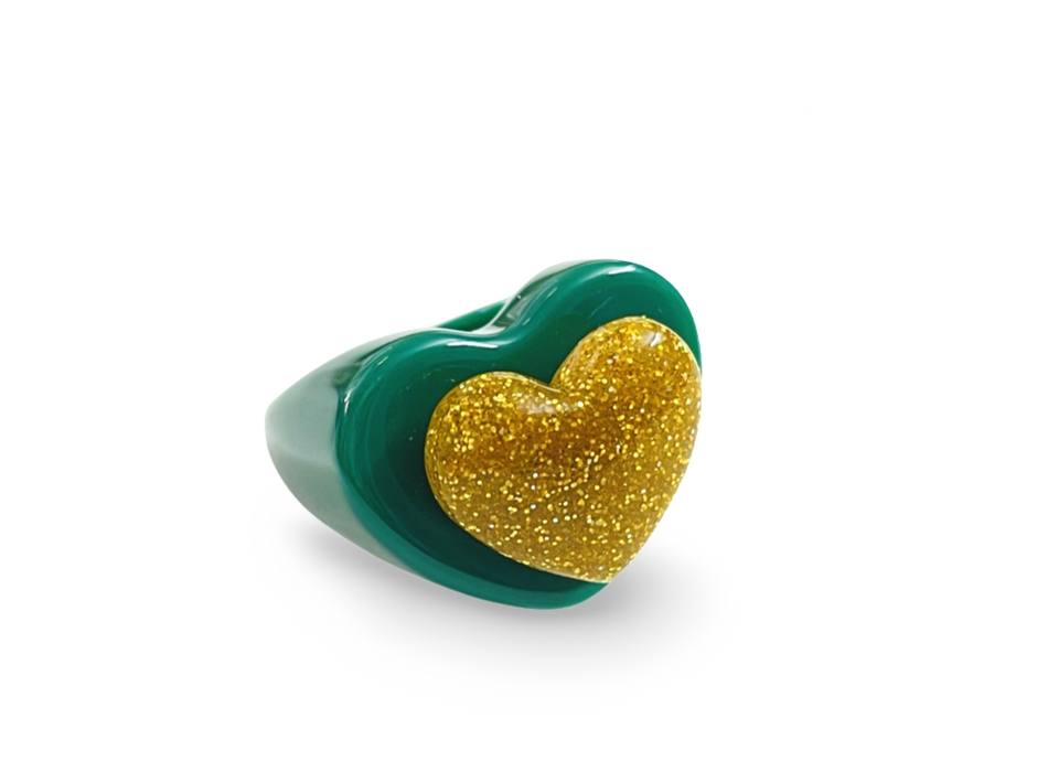 Glitter Puffy Heart Ring
