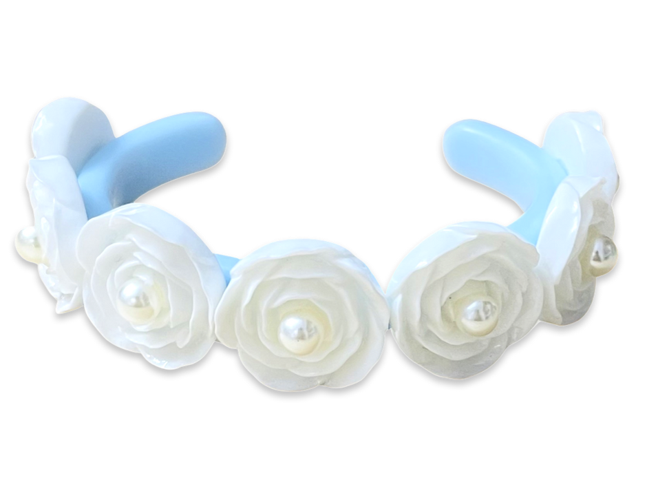 Pearl Roses Flower Bloom Thin Cuff