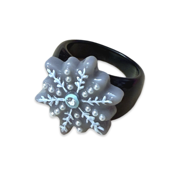 Pearl Crystal Snowflake Classic Ring