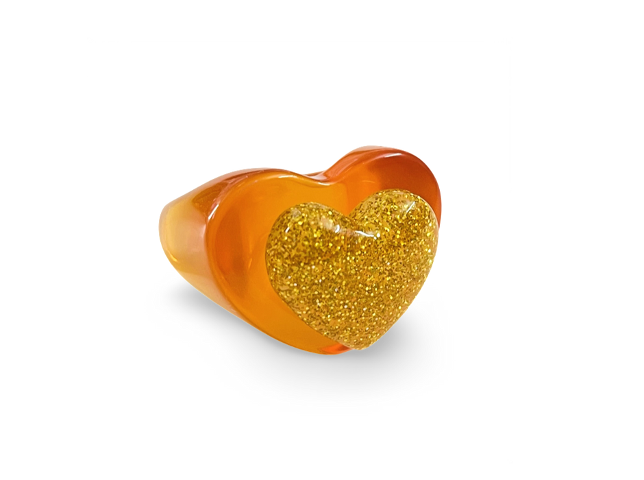 Glitter Puffy Heart Ring