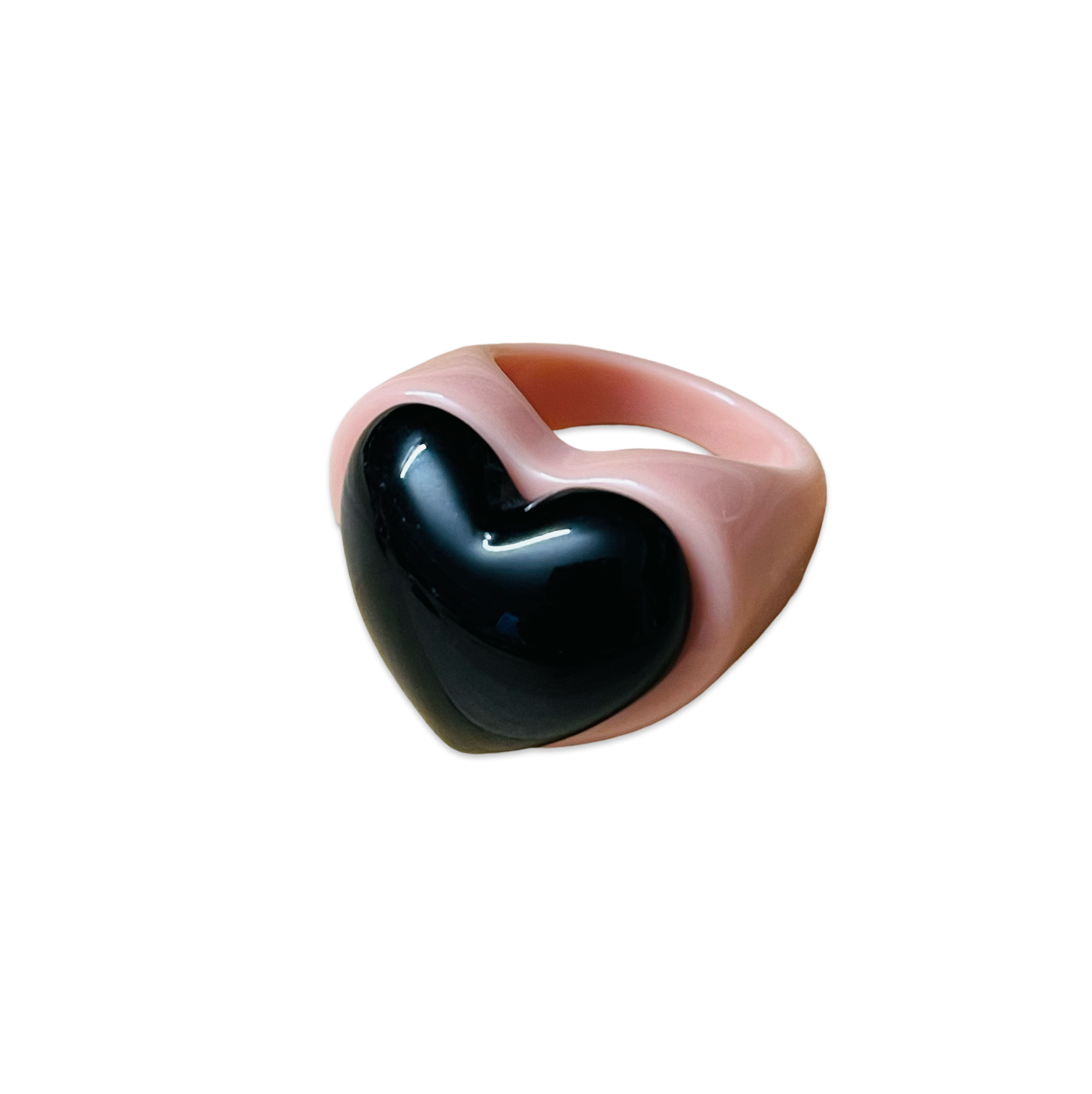☆nff☆ plump heart ringblack nff1 Puffy Heart On Heart Base Ring — Sparklemuse