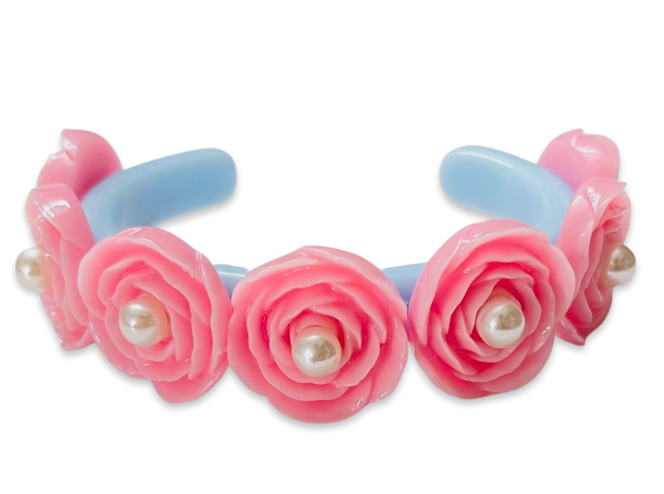 Pearl Roses Flower Bloom Thin Cuff