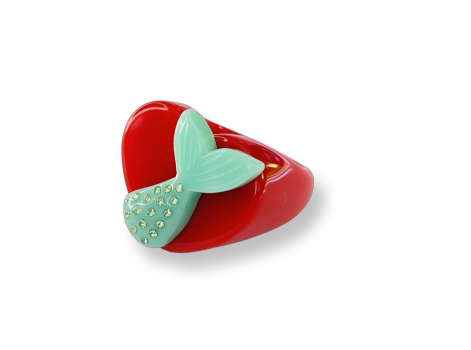 Crystal Mermaid Tail Heart Ring