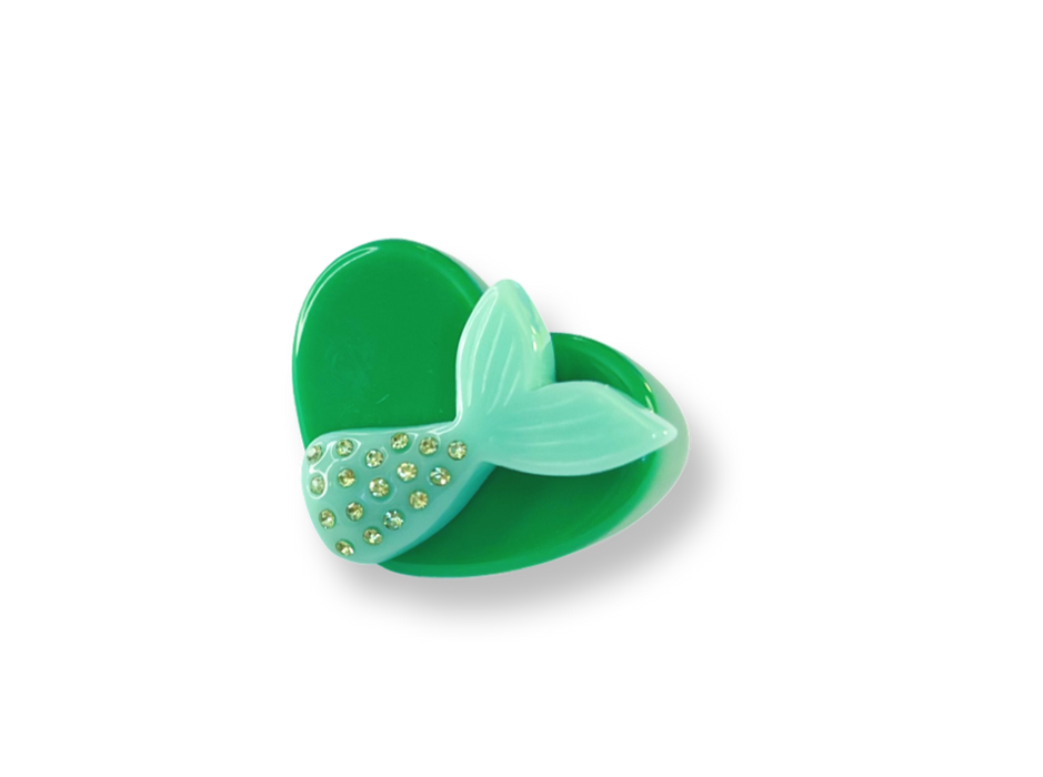 Crystal Mermaid Tail Heart Ring