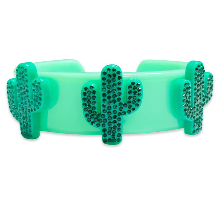Crystal Cactus Wide Cuff Bracelet