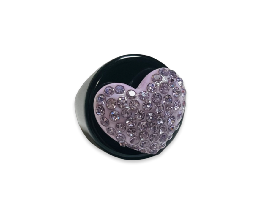 Large Crystal Heart Circle Ring