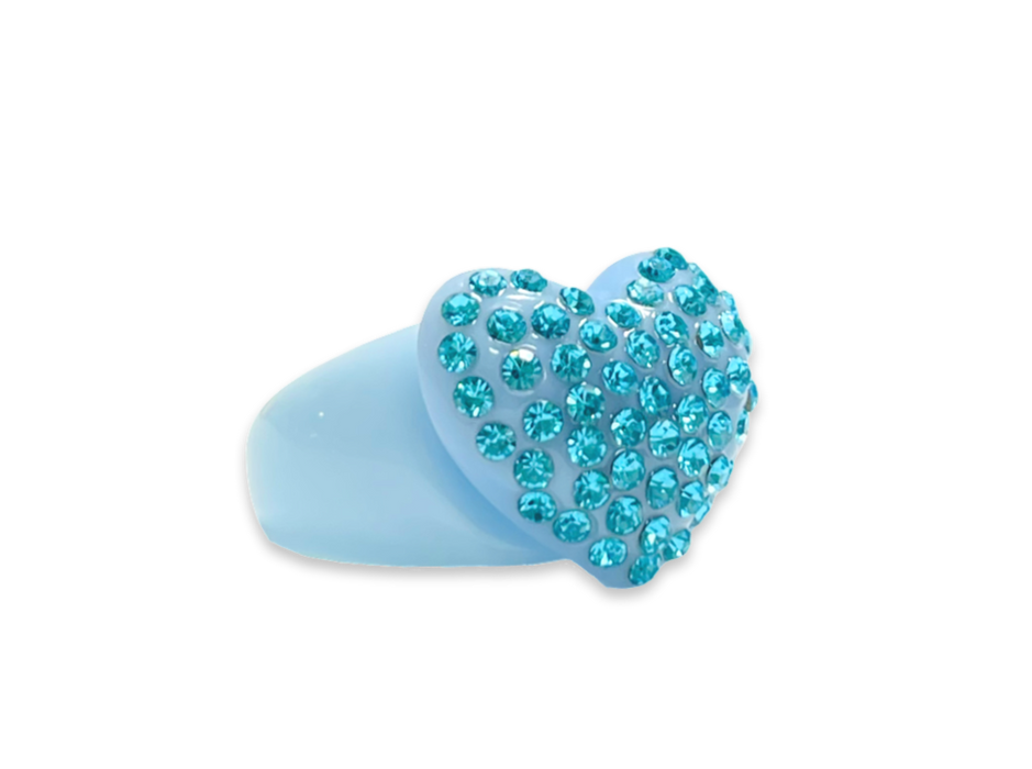 Large Crystal Heart Classic Ring