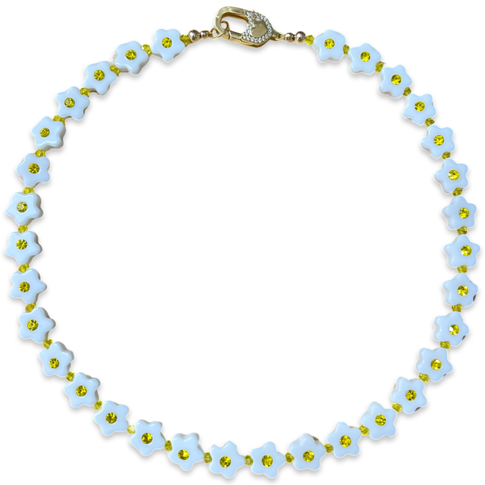Crystal Flower Beaded Necklace
