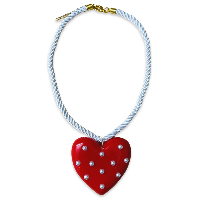 Extra Large Pearl Heart Pendant & Necklace