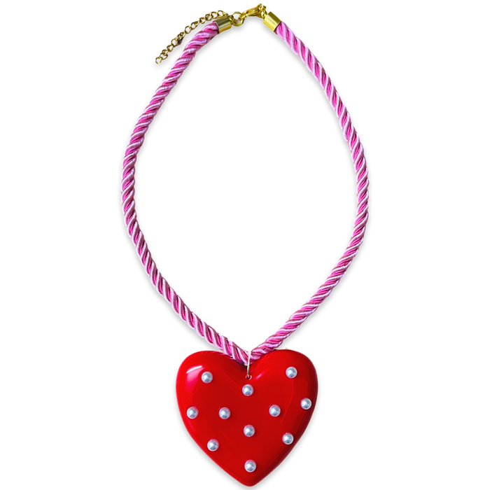 Extra Large Pearl Heart Pendant & Necklace