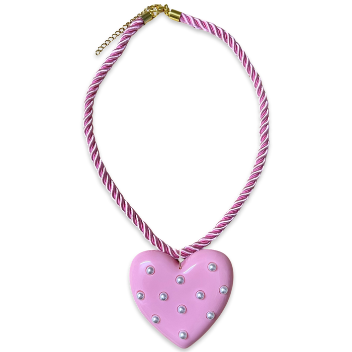 Extra Large Pearl Heart Pendant & Necklace