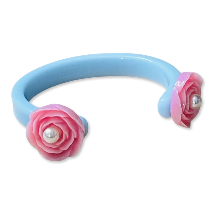 Pearl Flower Floating Thin Cuff Bracelet