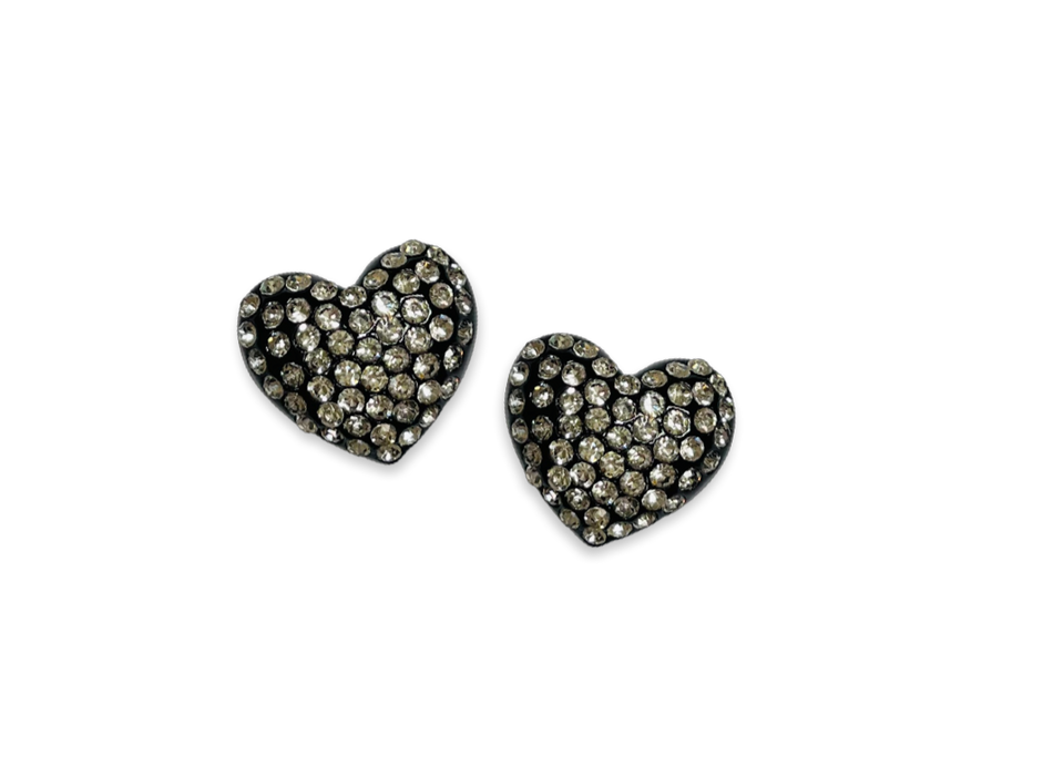 Large Crystal Heart Statement Stud Earrings