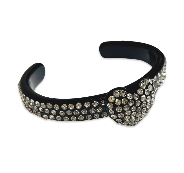 Thin Crystal Encrusted Heart Cuff Bracelet