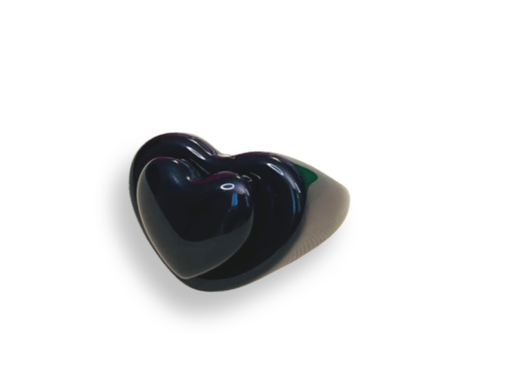 ☆nff☆ plump heart ringblack nff1 Puffy Heart On Heart Base Ring — Sparklemuse