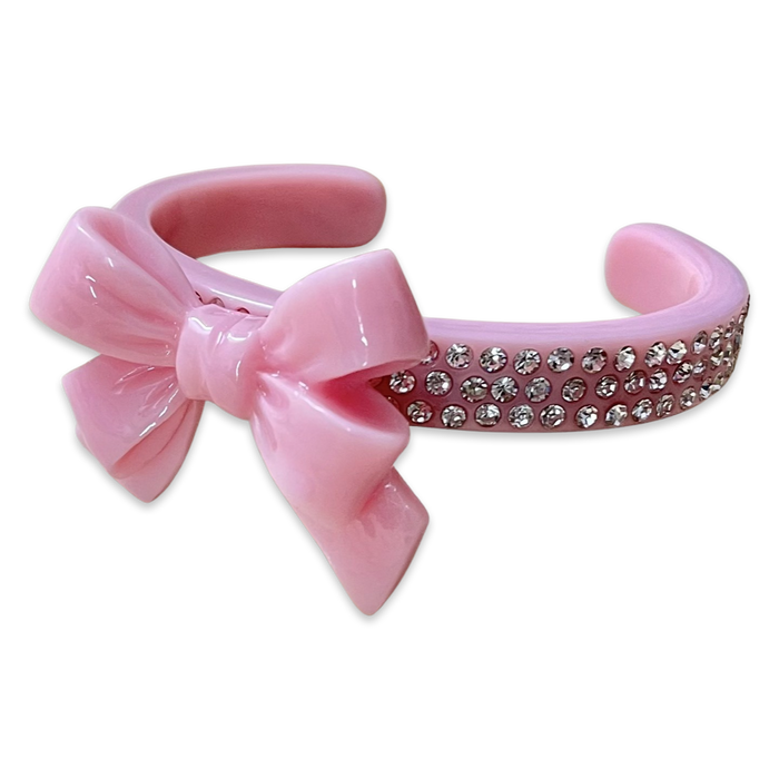 Ribbon Bow Crystal Thin Cuff Bracelet