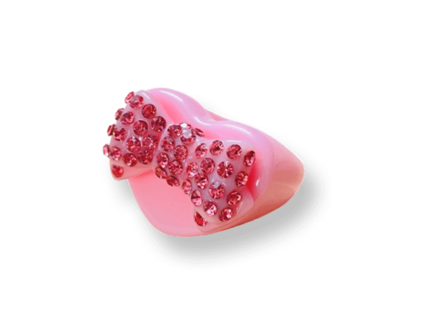 Crystal Bow Heart Ring