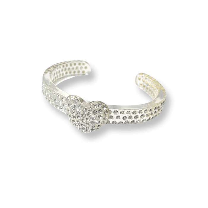 Thin Crystal Encrusted Heart Cuff Bracelet