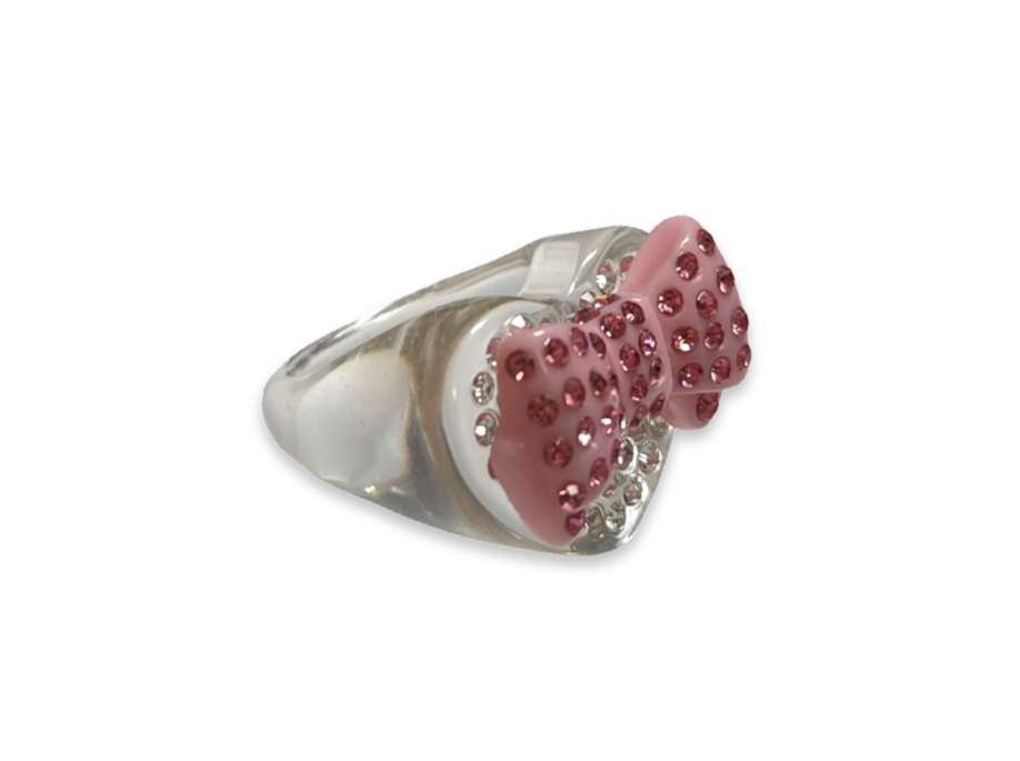 Crystal Bow Heart Ring