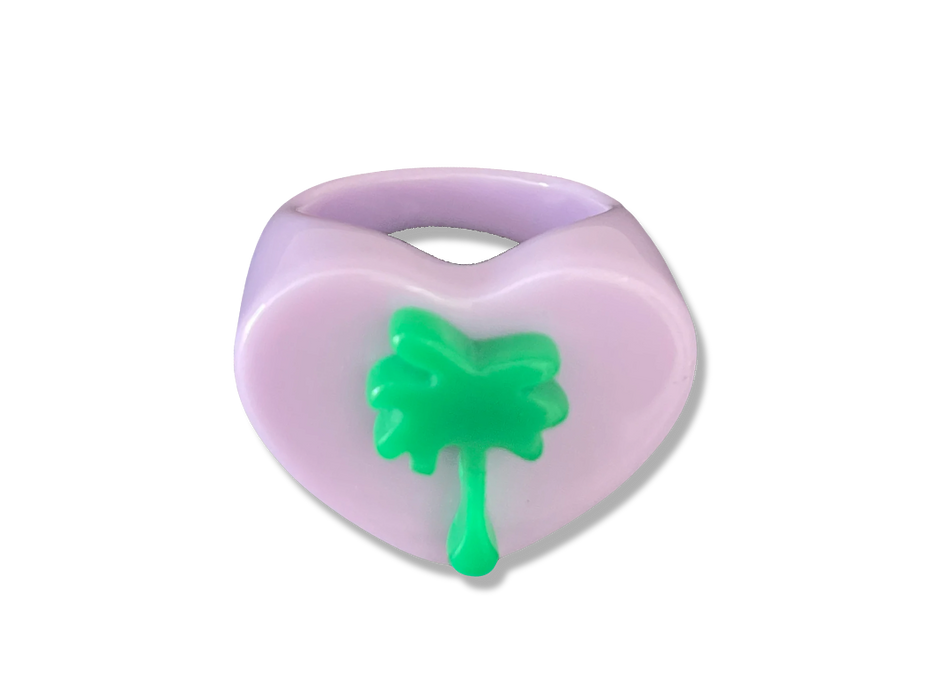 Lime Heart Palm Tree Ring