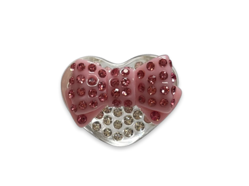 Crystal Bow Heart Ring