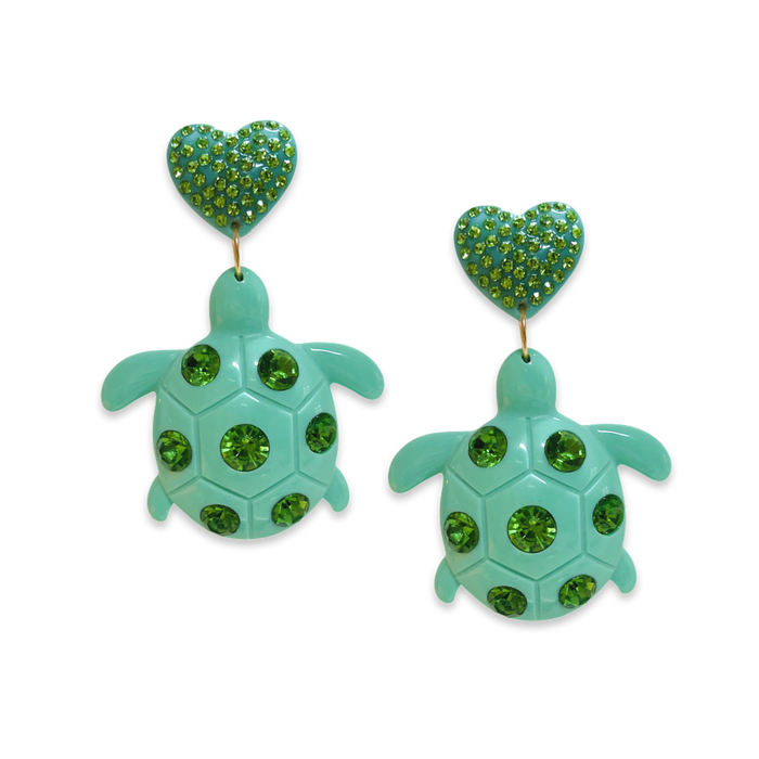 Crystal Turtles Dangle Earrings