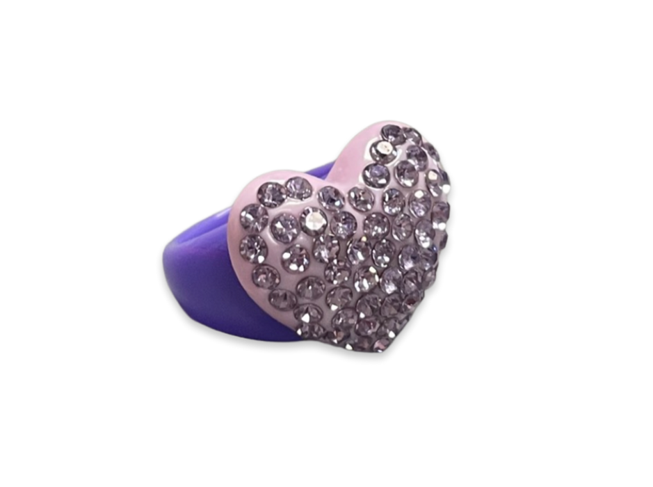 Large Crystal Heart Classic Ring