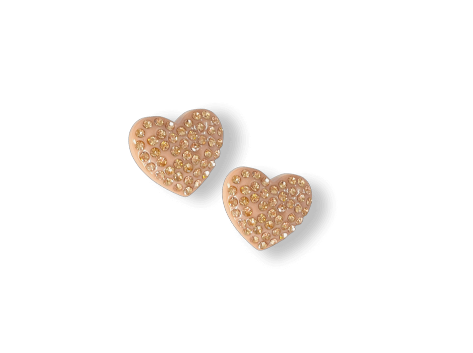Small Crystal Heart Statement Stud Earrings