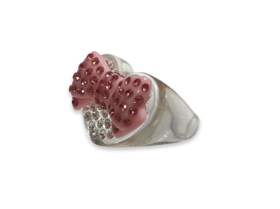 Crystal Bow Heart Ring