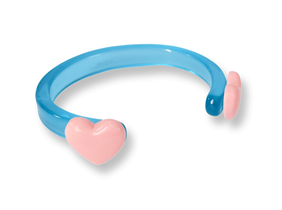 Small Puffy Heart Floating Cuff Bracelet