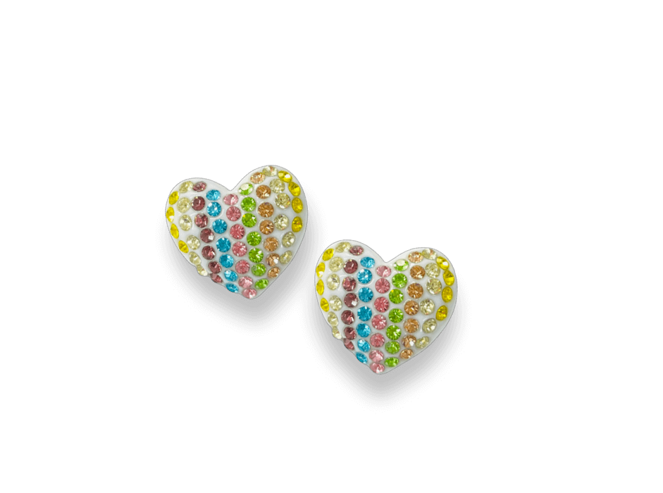 Large Crystal Heart Statement Stud Earrings