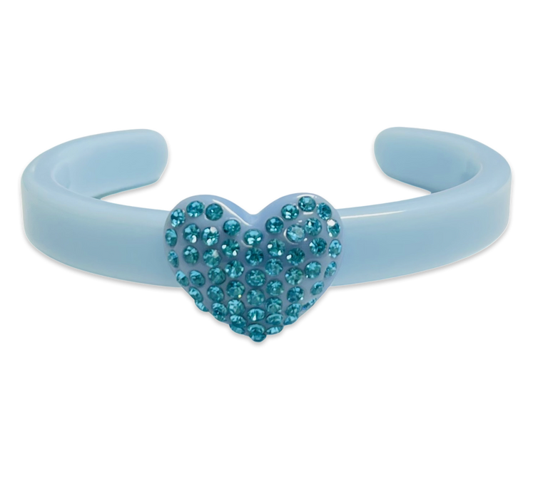 Thin Crystal Heart Cuff Bracelet