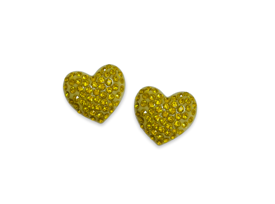 Large Crystal Heart Statement Stud Earrings