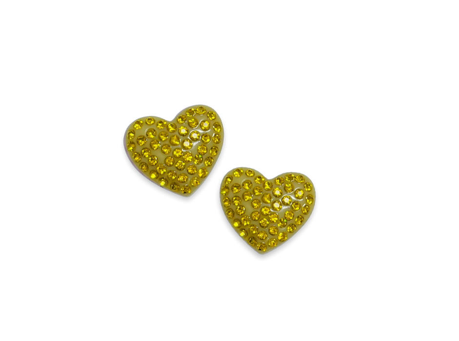 Small Crystal Heart Statement Stud Earrings