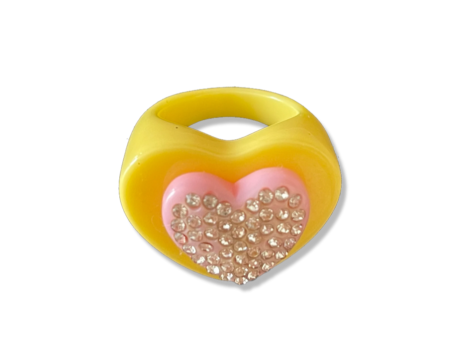 Heart Base Crystal Heart Ring