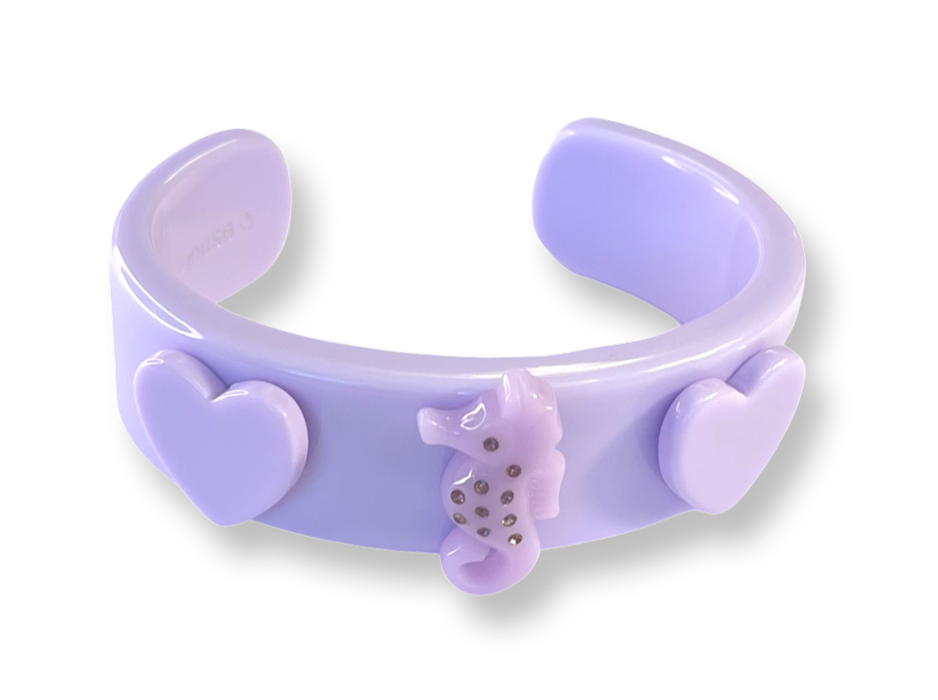 Seahorse Heart Wide Cuff Bracelet