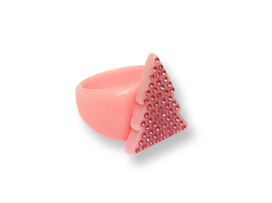 Pink Crystal Pine Tree Classic Ring