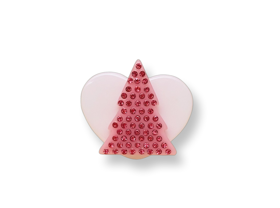 Pink Crystal Pine Tree Heart Ring