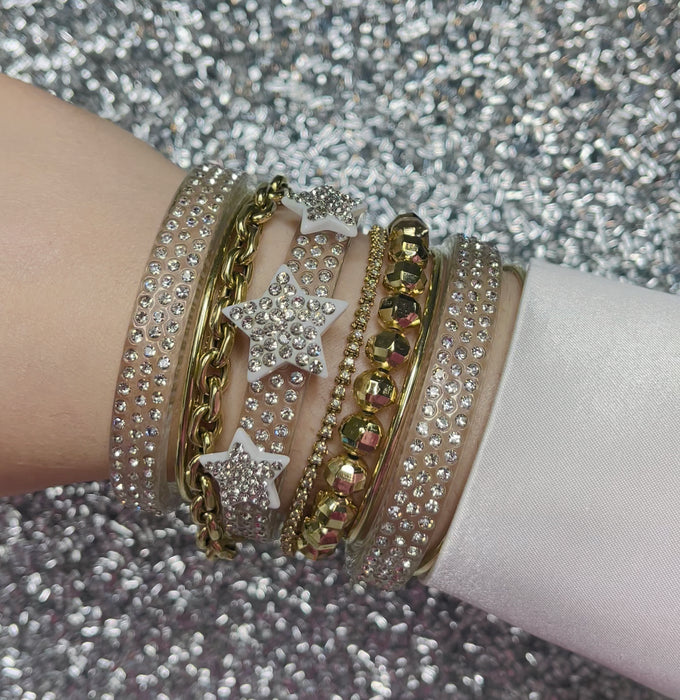 Crystal Stars Thin Cuff Bracelet