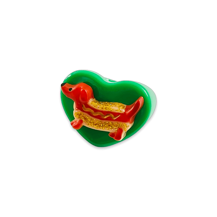 Hot Dog Dachshund Heart Ring