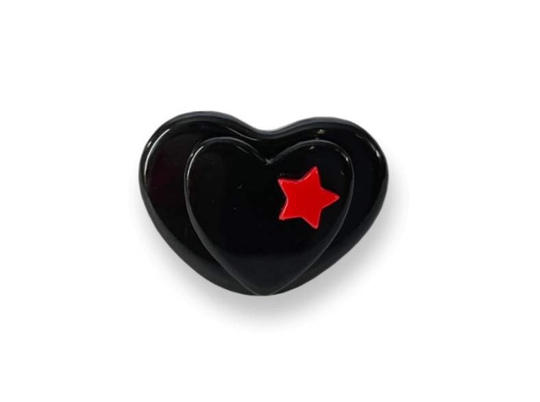 Jet Black Heart Star Ring