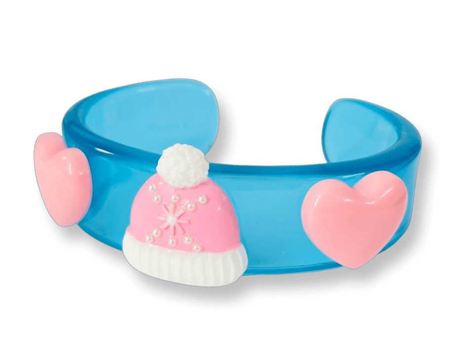 Winter Hat Heart Wide Cuff Bracelet