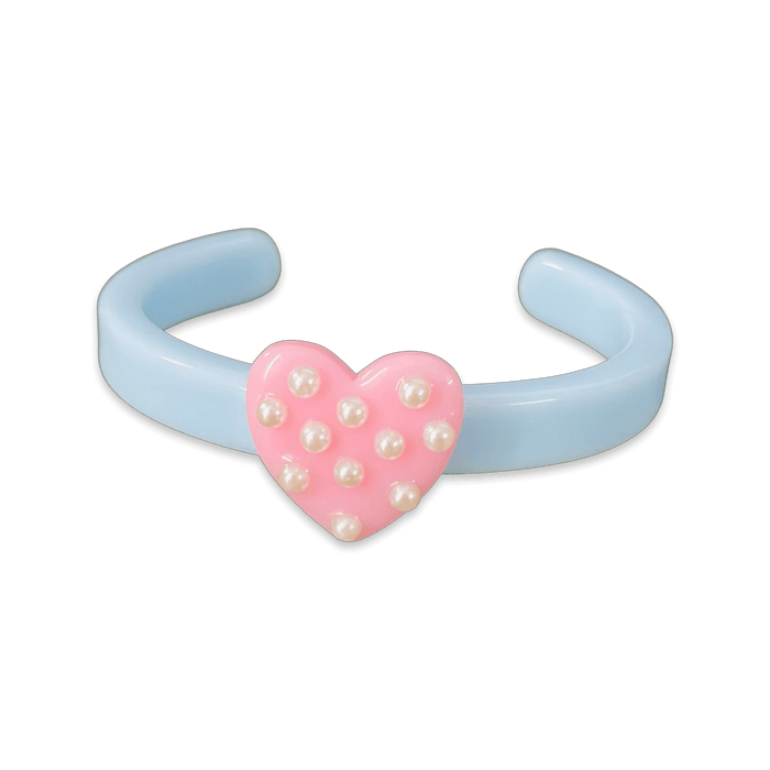 Pearl Polka Dot Heart Thin Cuff Bracelet
