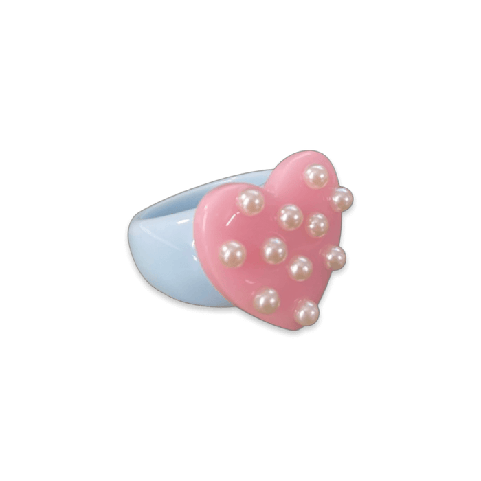 Pearl Polka Dot Heart Classic Ring (more colors)