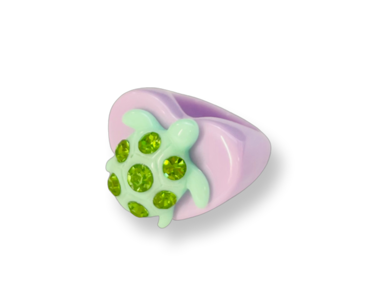 Crystal Turtle Heart Ring