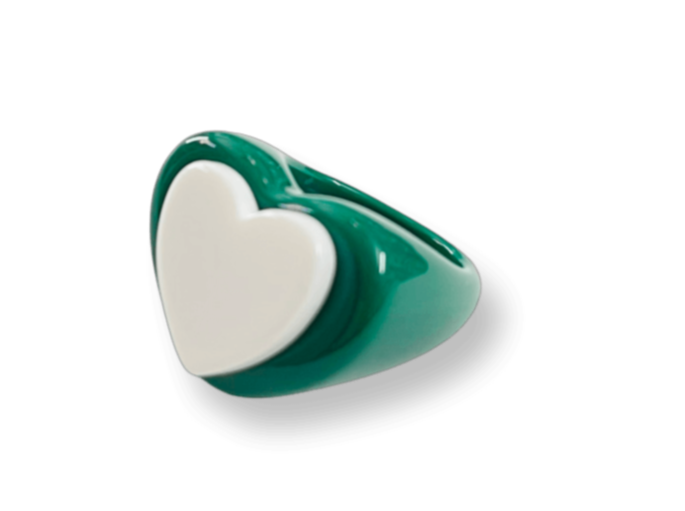 I Heart Emerald Pure White Ring